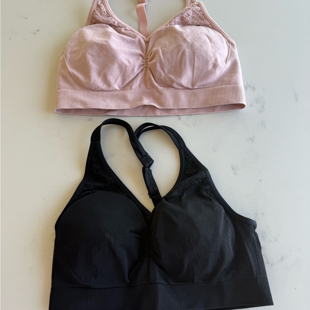Athleta Pink and Black Comfort Bras - Set of 2